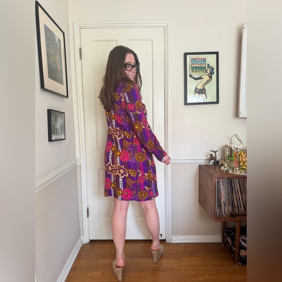 70s Vintage Acrylic Barkcloth Honeymoon Set - Dress and Shirt - Picture 4 of 14